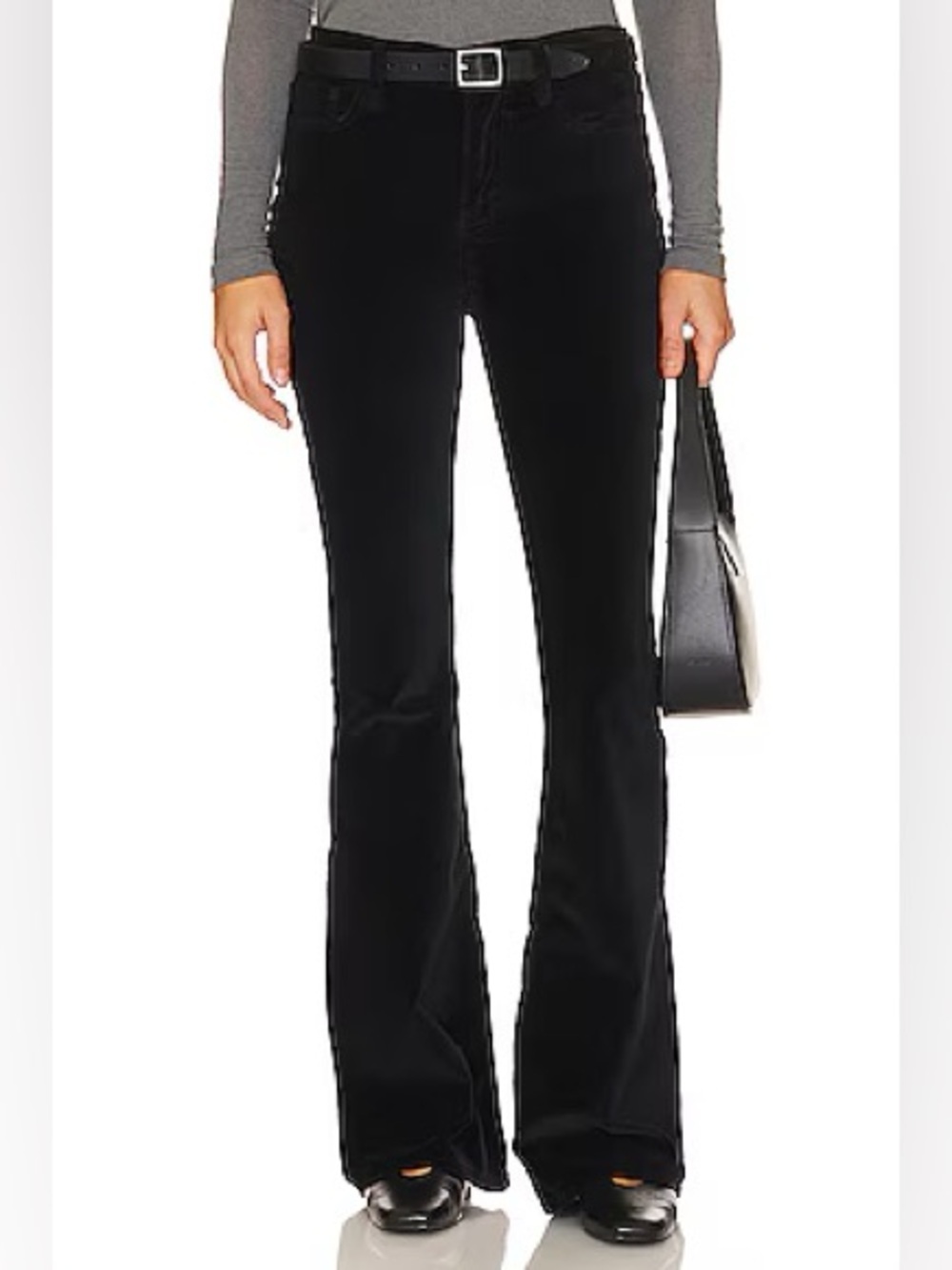 FRAME Le High Flare Black Velour Pants Sz 34